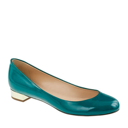Teal Patent Leather Low Heels