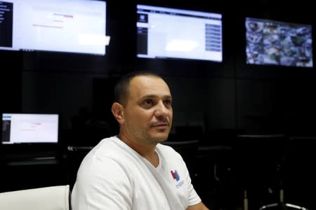 Ofir Hason, CEO of Cybergym, a cyber-warfare training facility backed by the Israel Electric Corporation, looks on during an interview with Reuters at their training center in Hadera, Israel
