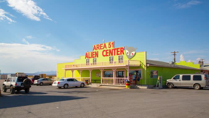 Nevada, USA - August 10, 2017: Area 51 Alien Center shop and gas station near death valley.
