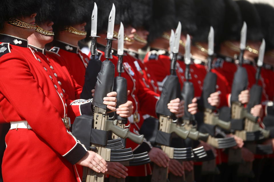 <p>A Guard of Honour in central London for Sheikh Mohammed bin Zayed Al Nahyan, Crown Prince of the Emirate of Abu Dhabi during his visit to the UK. Picture date: Thursday September 16, 2021.</p>
