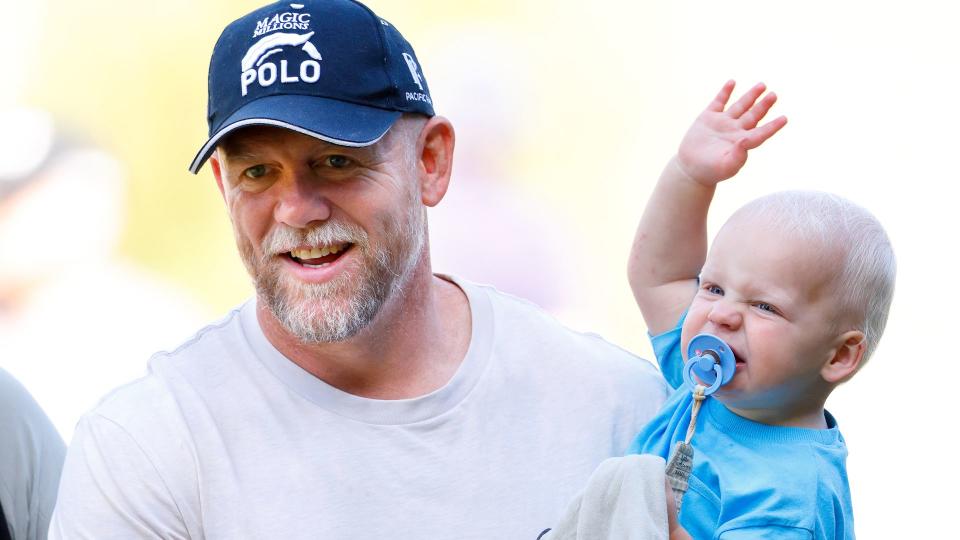 A photo of Mike Tindall and baby Lucas 