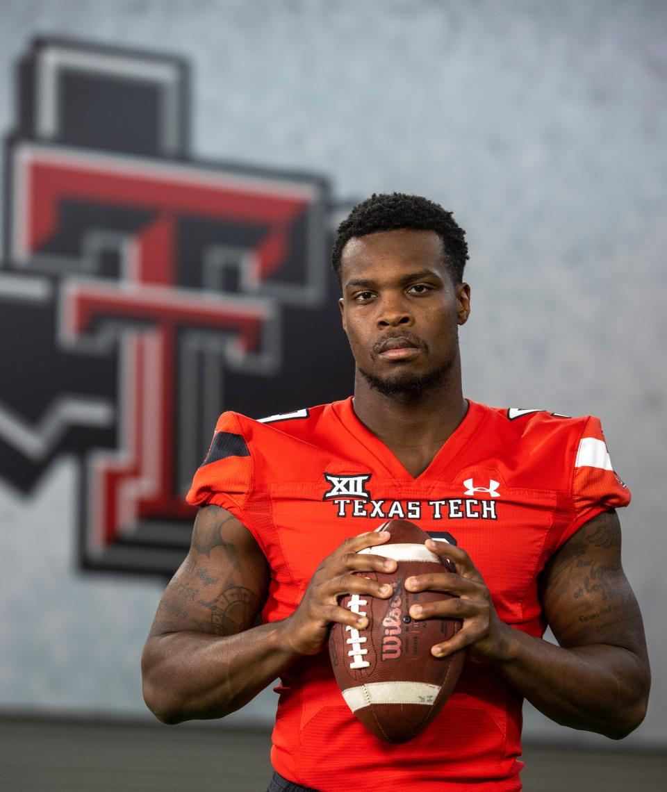 Texas Tech's Marquis Waters (9), Aug. 5, 2021, in Lubbock, Texas.