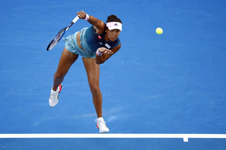 Tennis - Australian Open - Women's Singles Final - Melbourne Park, Melbourne, Australia, January 26, 2019. Japan's Naomi Osaka in action during her match against Czech Republic's Petra Kvitova. REUTERS/Edgar Su