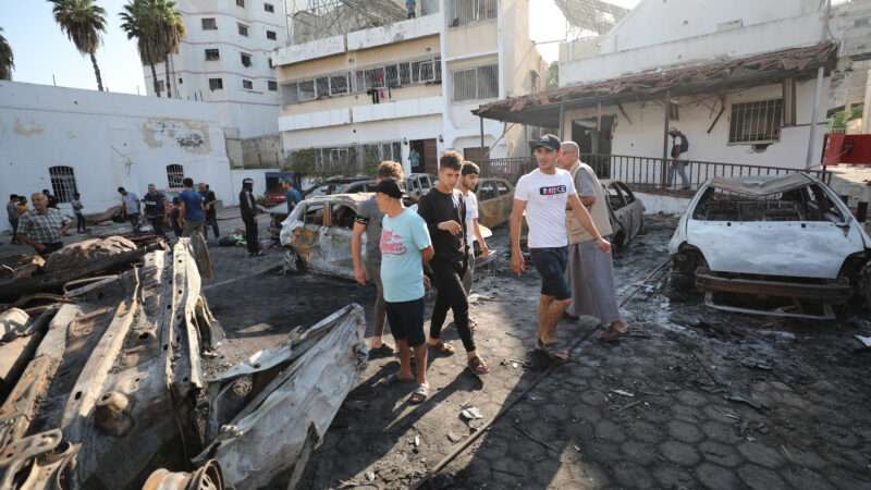 The aftermath of the explosion at a Gaza hospital