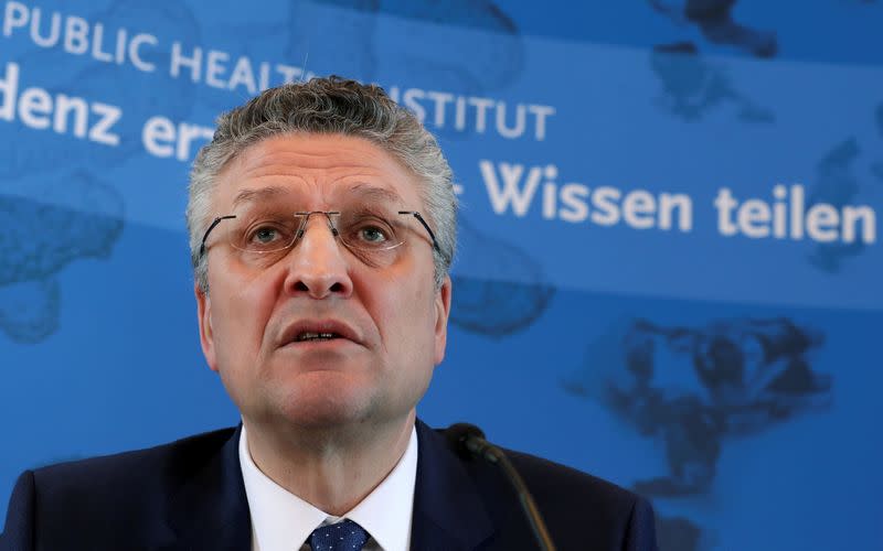 Lothar H. Wieler, president of the Robert-Koch-Institute, addresses the media during a news conferenece on the current status of the coronavirus disease (COVID-19) spread, in Berlin