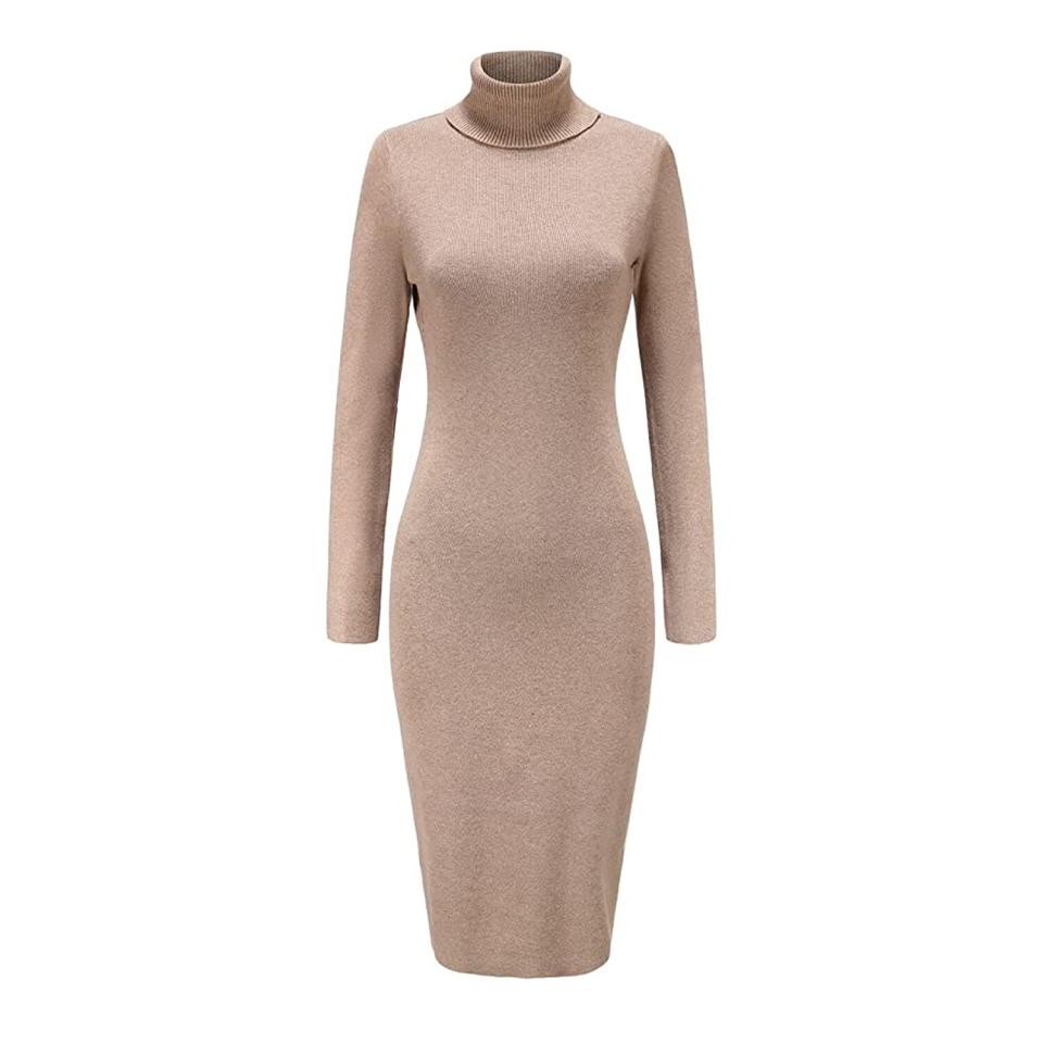 GLOSTORY Womens Winter Turtleneck Bodycon Sweater Dress