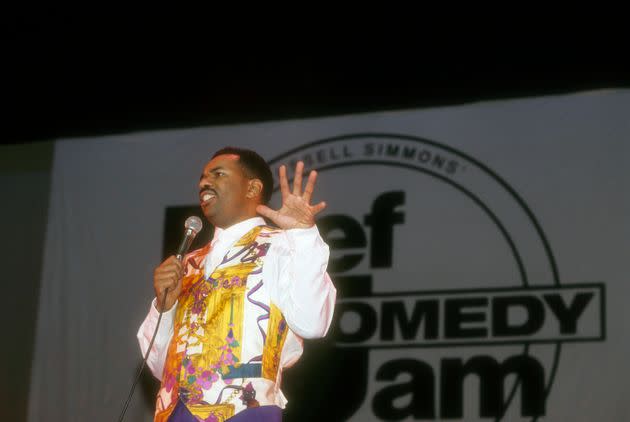 Comedian Steve Harvey performs at Russell Simmons' Def Comedy Jam on June 10, 1993 in New York City. (Photo: Al Pereira via Getty Images)