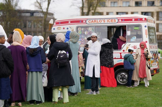 People queueing for ice cream