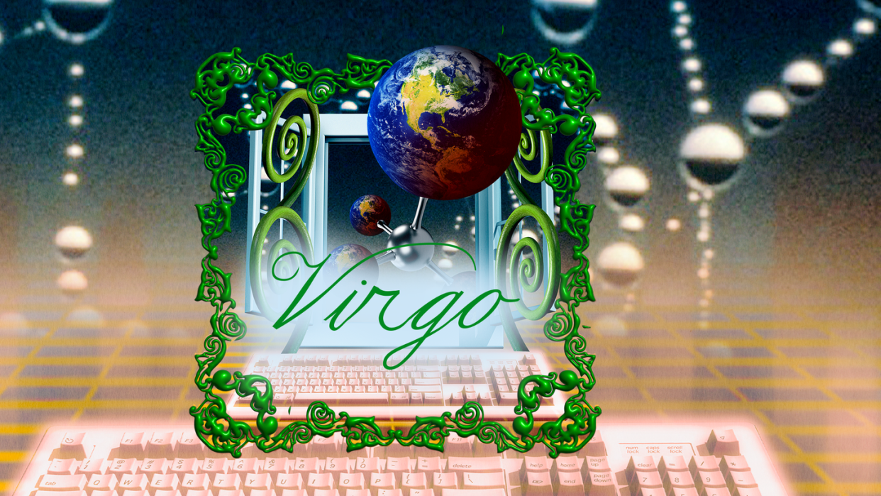 the word virgo under a computer screen