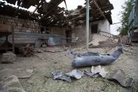 A house, which locals said was damaged during a recent shelling by Azeri forces, is pictured at the town of Martuni in the breakaway region of Nagorno-Karabakh