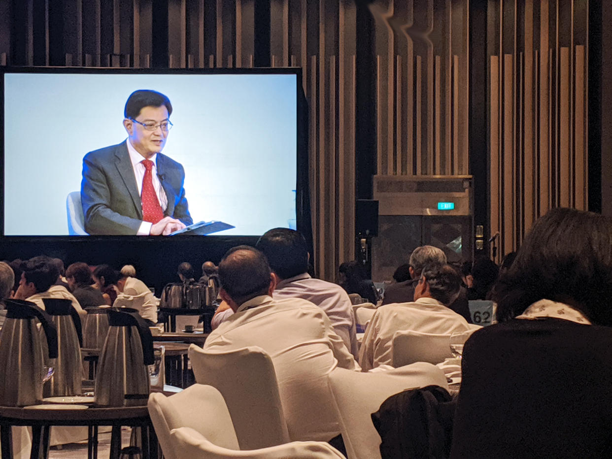 Deputy Prime Minister and Minister for Finance Heng Swee Keat speaking to an audience on the first day of the Singapore Bicentennial Conference on 30 September, 2019. (PHOTO: Yahoo News Singapore)