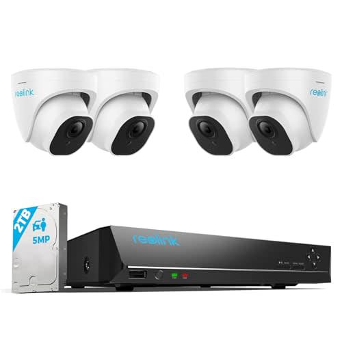 REOLINK Smart 5MP 8CH Home Security Camera System, 4pcs Wired 5MP PoE IP Cameras Outdoor with P…