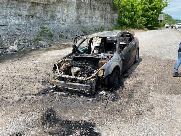 The Williamson County Sheriff's Office in Tennessee put out a car that was on fire along the highway on May 9. (Photo: Williamson County Sheriff's Office)