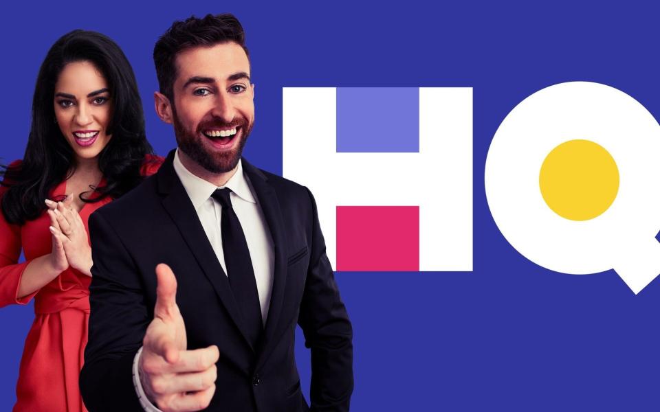 HQ Trivia's original host Scott Rogowsky and British host Sharon Carpenter - HQ Trivia