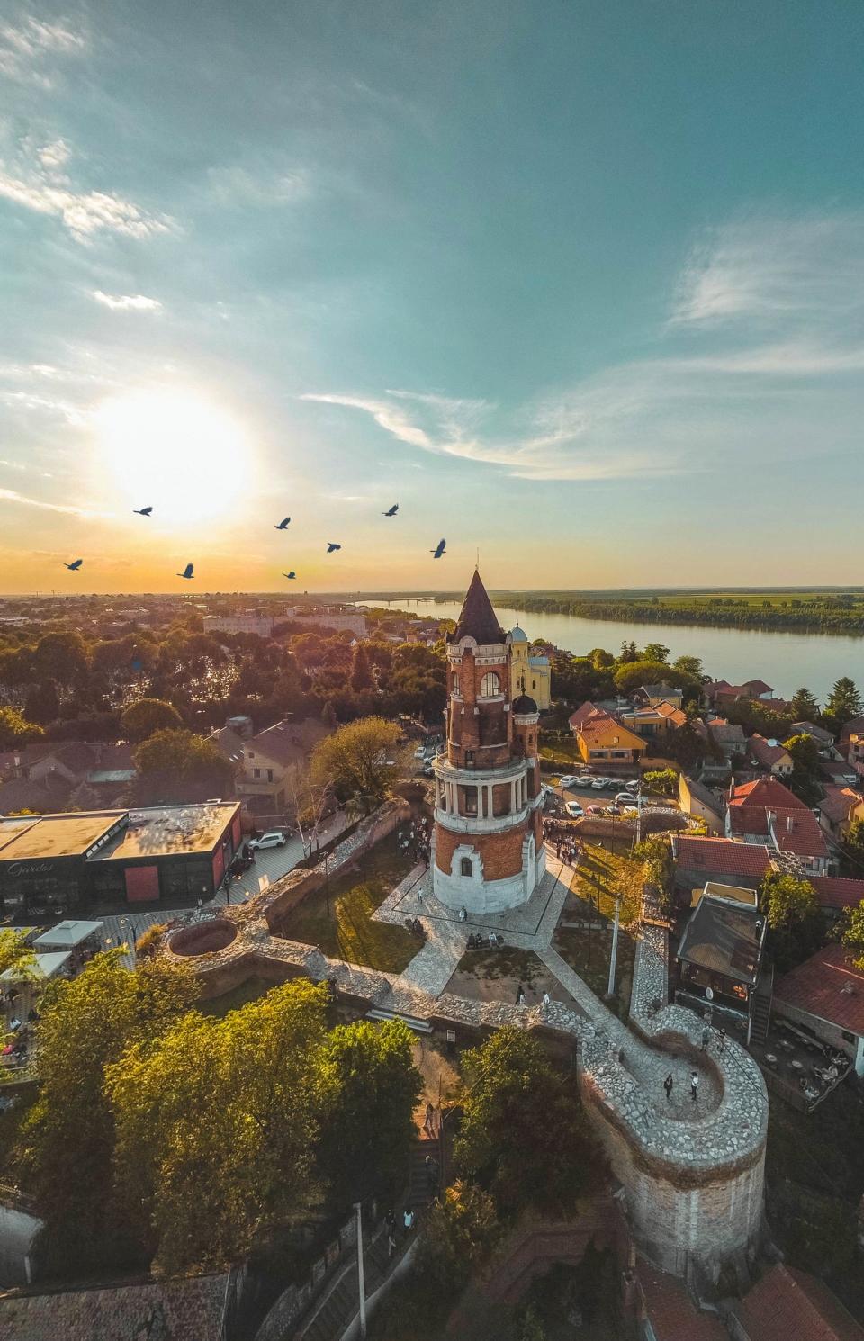 aerial view of town in Serbia