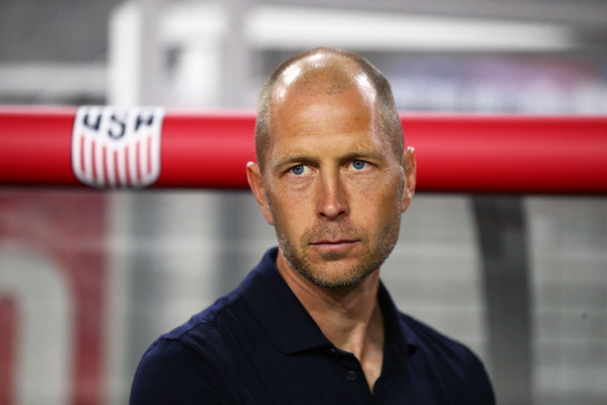 Jan 27, 2019; Glendale, AZ, USA; USA head coach Gregg Berhalter against Panama during an international friendly soccer match at State Farm Stadium. Mandatory Credit: Mark J. Rebilas-USA TODAY Sports