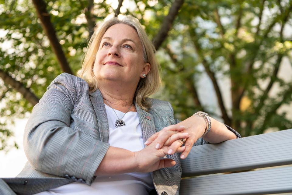 Rep. Susan Wild, D-Penn., talks about the death of her partner, Kerry Acker, by suicide outside the Rayburn congressional office building in Washington D.C.