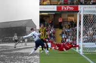 <p>In the historical image, mud and snow are laying on Watford FC’s pitch making it difficult to tell the location of the 18-yard box, something that wouldn’t be allowed in the modern game. </p>