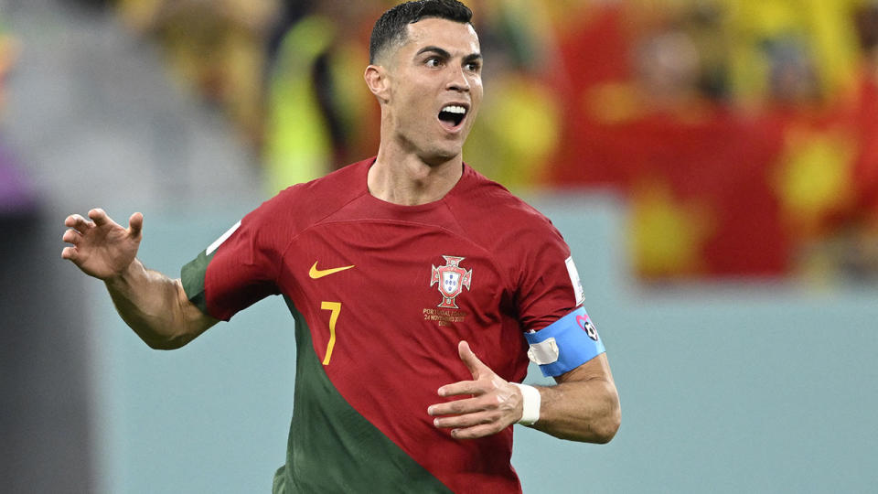 Cristiano Ronaldo etched his name into the World Cup history books, just days after parting ways with Manchester United. (Photo by PATRICIA DE MELO MOREIRA/AFP via Getty Images)