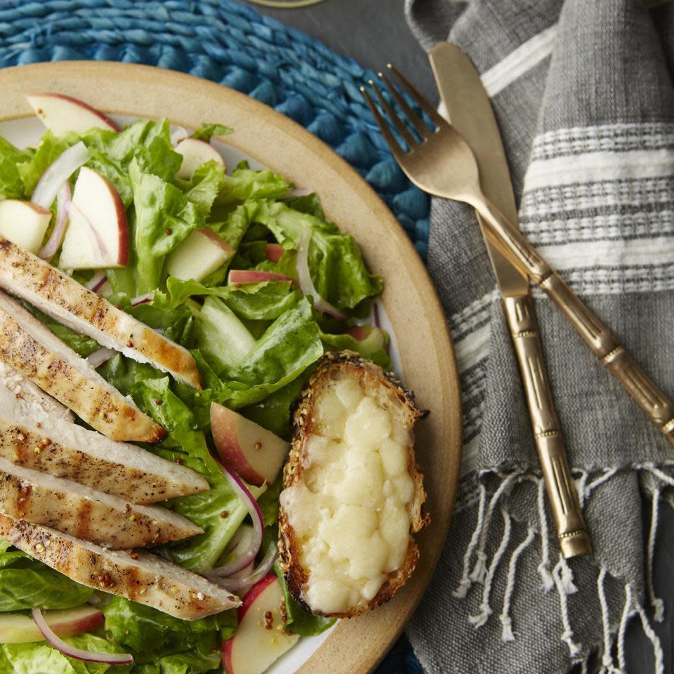 Apple & Grilled Chicken Salad with Cheddar Toasts