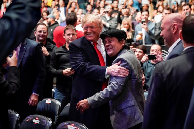 U.S. President Donald Trump arrives to watch a mixed martial arts fight in Madison Square Garden in New York, New York.