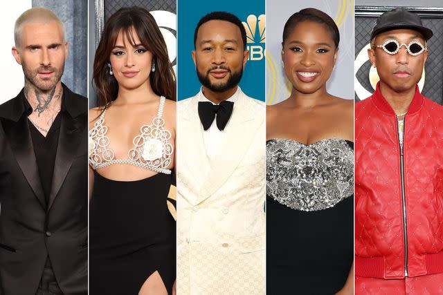 Daniele Venturelli/Getty; Amy Sussman/Getty; Frazer Harrison/Getty; Dia Dipasupil/Getty; Amy Sussman/Getty Adam Levine, Camila Cabello, John Legend, Jennifer Hudson and Pharrell Williams