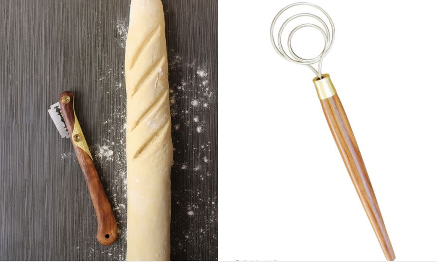 Left to right: A <a href="http://zatoba.com/black-walnut-bread-lame/" target="_blank" rel="noopener noreferrer">black walnut bread lame</a> (used to slash patterns into dough) and a <a href="http://zatoba.com/dough-whisk-black-walnut/" target="_blank" rel="noopener noreferrer">dough whisk</a>. (Photo: Zatoba)