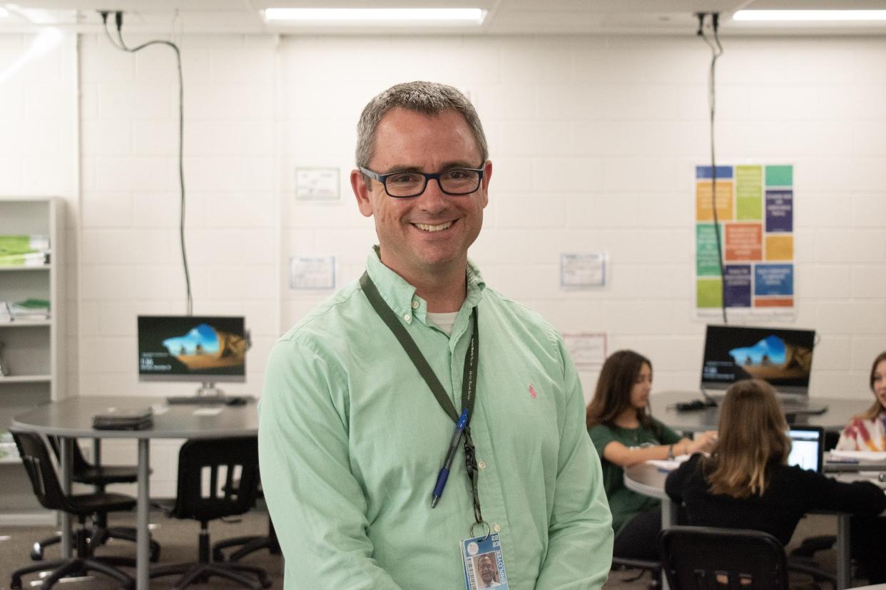Joseph Conner, 2022 Middle School Teacher of the Year, in his Venice Middle School classroom.