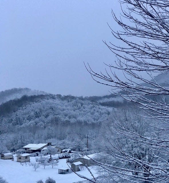 Snow covers the landscape in Waynesville on the morning of Jan. 3, 2022.