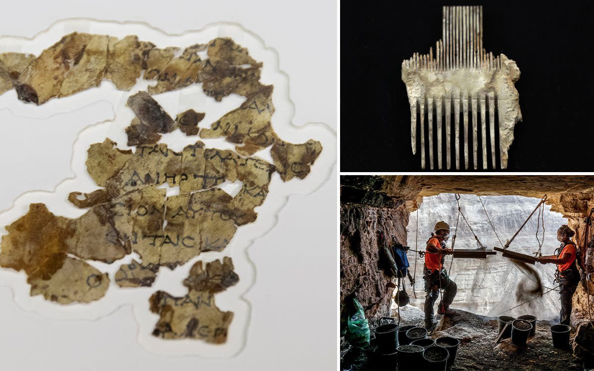 Dead Sea scroll fragments, an ancient comb, and the so-called 'Cave of Horror'.