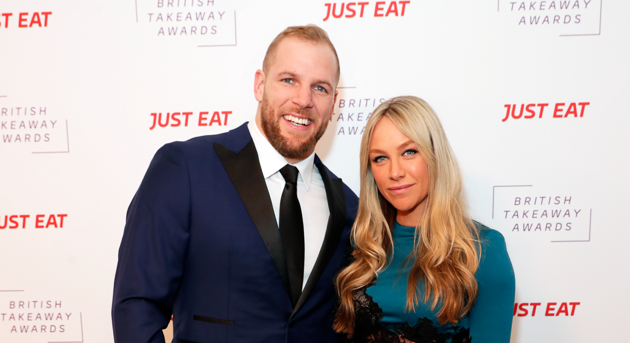 James Haskell and Chloe Madeley attend the fifth annual British Takeaway Awards, in association with Just Eat at The Savoy Hotel on January 27, 2020 in London, England