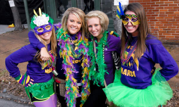 Feb. 18, 2012 - Saint Louis, Missouri, U.S - Patrons take time out of their celebration for a quick photo showing off their cost