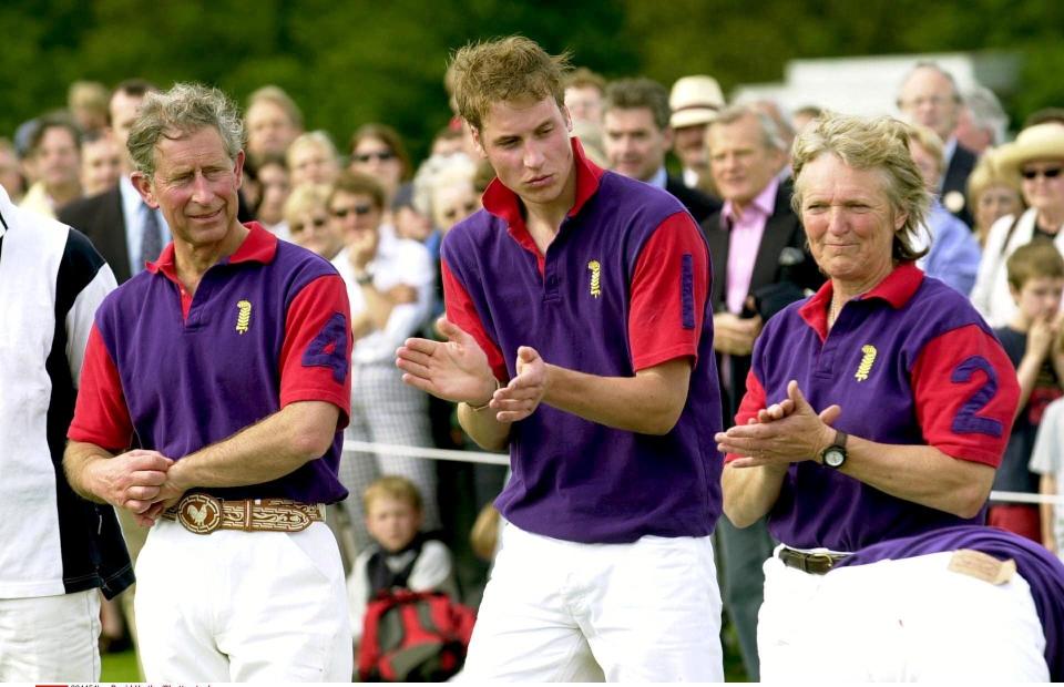 Claire Tomlinson with the Prince of Wales and Prince William at Beaufort Polo Club in 2002 - David Hartley/Shutterstock