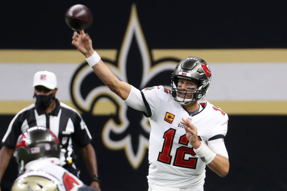 Tom Brady made his Tampa Bay Buccaneers debut at New Orleans. (Photo by Chris Graythen/Getty Images)