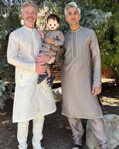 <p>Tan France Instagram</p> Tan France and Rob France with one of their sons.