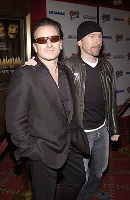 Bono and The Edge at the New York premiere of Miramax's Gangs of New York