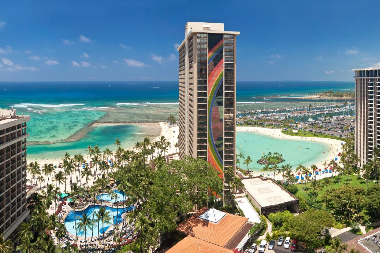 View from the 20th floor suites in the Tapa Tower at the Hilton Hawaiian Village resort in Waikiki.