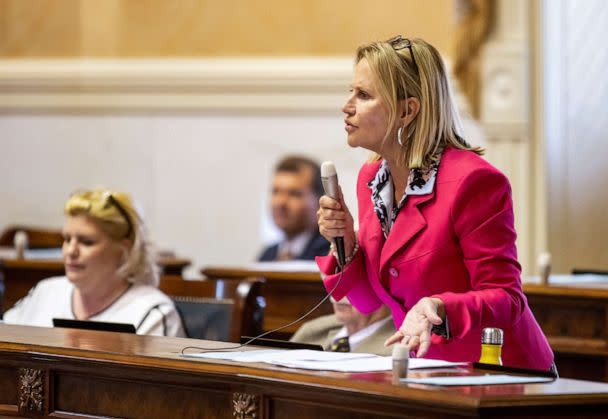 PHOTO: South Carolina State Senator Sandy Senn debates a new ban on abortion at the state legislature in Columbia, S.C., on Sept. 8, 2022. (Sam Wolfe/Reuters)