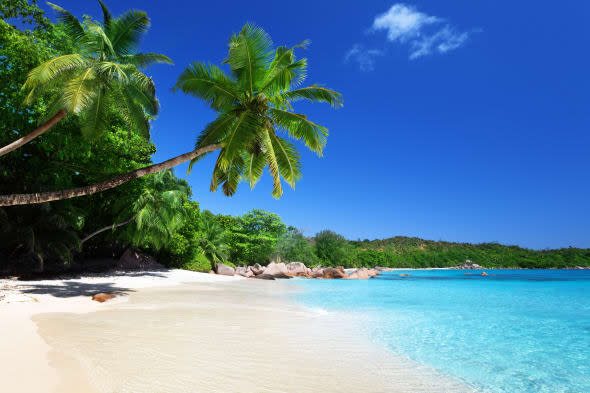 anse lazio beach at praslin...