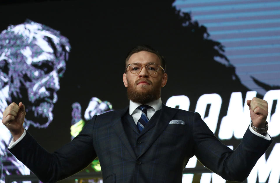 Mixed martial arts (MMA) fighter Conor McGregor poses during a news conference in Moscow, Russia, October 24, 2019.  REUTERS/Evgenia Novozhenina