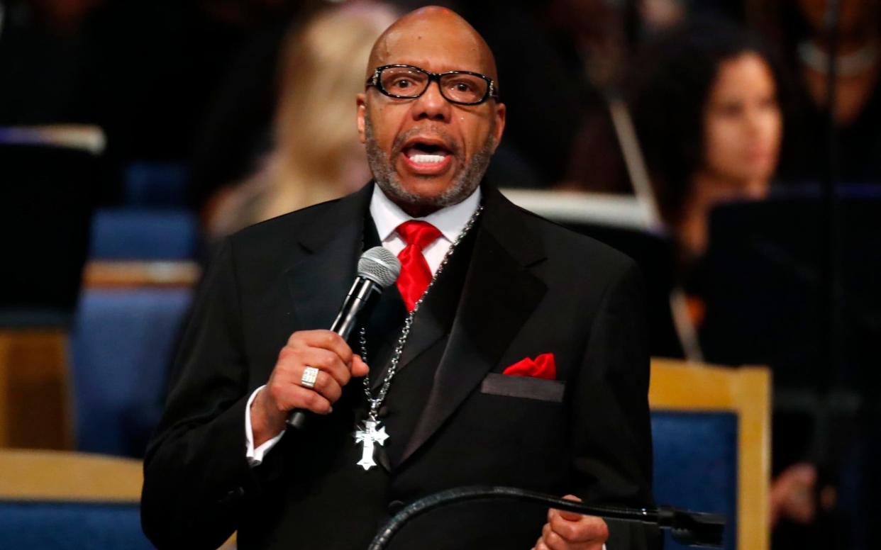 The Rev Jasper Williams provoked an angry response with a fiery eulogy at Aretha Franklin's funeral - AP