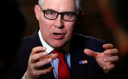 Environmental Protection Agency Administrator Scott Pruitt speaks during an interview with Reuters journalists in Washington, U.S., January 9, 2018. REUTERS/Kevin Lamarque