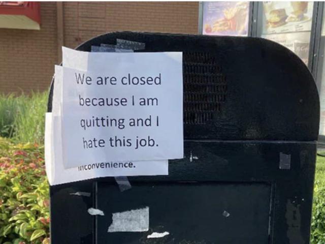 McDonald's worker rage-quits with sign at drive-thru