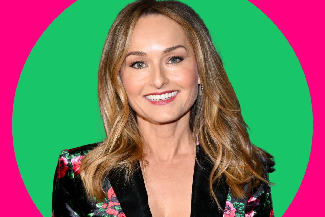 Giada De Laurentiis on a green and pink background