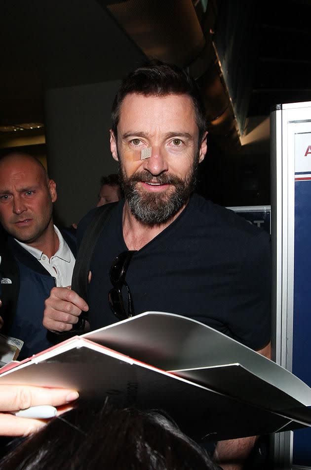 Hugh first discovered the basal cell carcinoma in 2013. Pictured here in 2014. Source: Getty