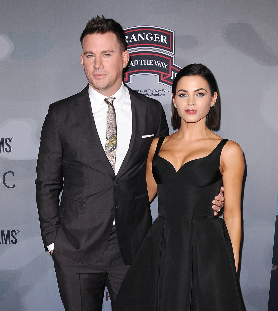  Channing Tatum and Jenna Dewan Tatum attend the premiere of "War Dog: A Soldier's Best Friend" at Directors Guild Of America on November 6, 2017 in Los Angeles, California.  (Photo by Jason LaVeris/FilmMagic)