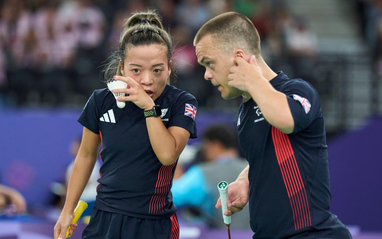 Great Britain's Rachel Choong and Jack Shephard competing in the SS6 Doubles - Mixed event on day one of the Paris 2024 Summer Paralympic Games