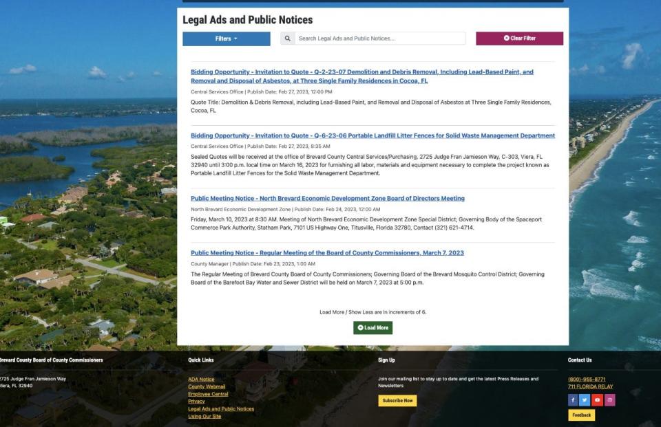 Brevard County  Commissioner's OK'd the decision to move legal notices onto the county's new website.
(Photo: MALCOLM DENEMARK/FLORIDA TODAY)