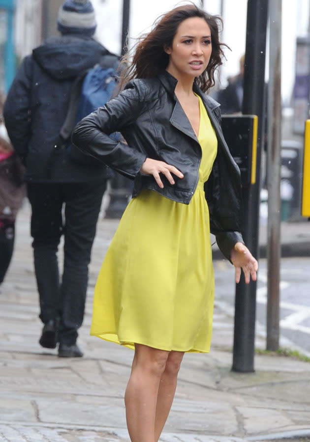 Celebrities in neon fashion: Myleene Klass [Rex]