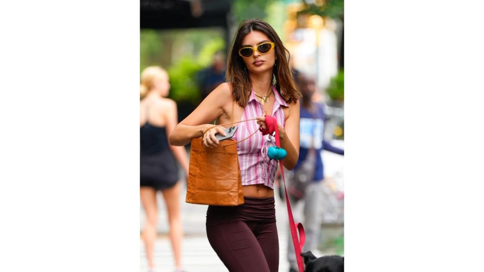 mily Ratajkowski walks her dog on July 18, 2024 in New York City